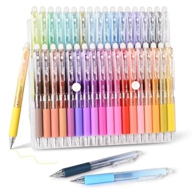 Imagem de BAYTORY 36 canetas de gel apagáveis coloridas, ponta fina de 0,7 mm, caneta retrátil de cores sortidas com borracha, canetas apagáveis de escrita suave para desenhar palavras cruzadas