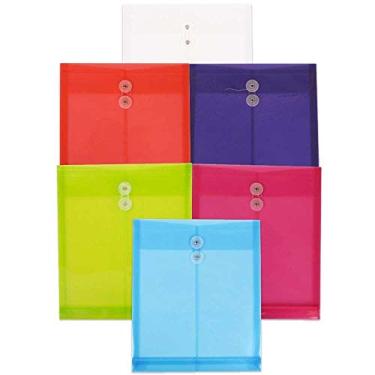 Imagem de Envelope de plástico com ponta aberta de papel JAM com fecho de botão e cordão – Tamanho da letra (23 cm x 3 cm x 28 cm) – 12 envelopes por pacote, Assorted 6 Pack