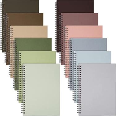Imagem de Fuutreo Caderno espiral para trabalho A5 de 20 x 14 cm, capa de jornal pautada em espiral, papel pautado, 12 cores, 60 folhas, 120 páginas para material de estudo escolar de escritório