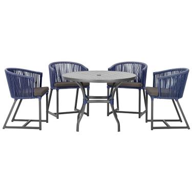 Imagem de Mesa com 4 Cadeiras de Jantar Roma 100cm e Noronha em Aluminío