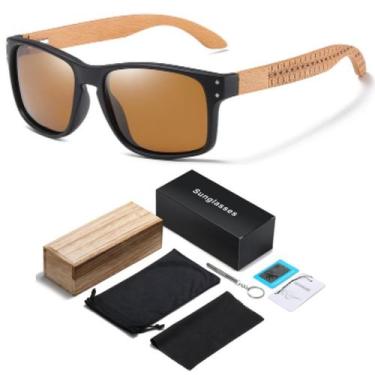 Imagem de Óculos De Sol Polarizado Haste Madeira Ezreal Na Caixa, 4, Marrom