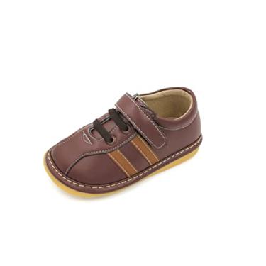 Imagem de Little Mae's Boutique Tênis infantil masculino marrom, preto ou azul marinho, ideal para bebês caminhadas, tênis removível, Marrom, 3 M US Infant