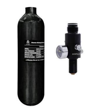 Imagem de TUXING Tanque de ar de fibra de carbono 4500Psi 1,1L 67Cu em garrafa HPA 1100cc Pcp, cilindro de gás, caça de paintball para pistola de rifle de ar PCP Daystate e rosca FX M18 * 1,5 (pressão de saída