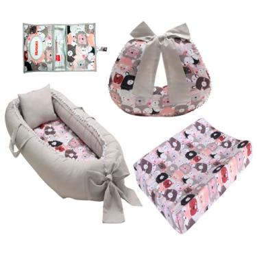 Imagem de Kit Ninho Redutor Bebê + Almofada Amamentação + Trocador Impermeável + Porta Lenço Menina Menino(BICHINHOS NA SELVA)