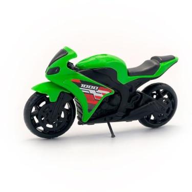 Imagem de Moto de Brinquedo Esportiva 1000, Miniatura em Verde e Preto, Modelo Super