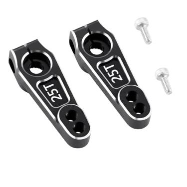 Imagem de 2Pack JGGZONE Universal Aluminum RC Double Hole 25T Steering Servo Arm Horn 25 Teeth Steering Servo Arm M3 Threads Compatible with 1/8 1/10 RC Off Road Crawler Drift Car Servos Motor