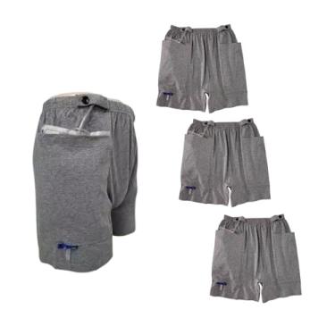 Imagem de Lmaray Shorts de drenagem ostomia para homens e mulheres, bolsa de urina com dois bolsos discretos para cateter, Cinza, M