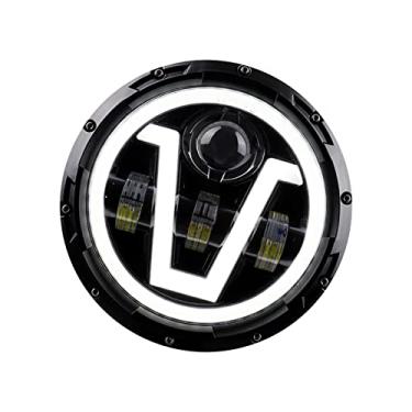 Imagem de Chusui Farol de motocicleta 1pcs 12V / 24V Farol de LED em forma de V de 7 '' com pisca-pisca DRL Hi/Lo Beam Substituição para Wrangler JK JKU CJ LJ TJ Hummer H1 H2