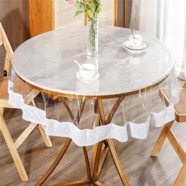 Imagem de Toalha de mesa de plástico PVC à prova d'água, renda, vidro macio, transparente, acessórios de decoração para mesa de casamento, redonda, 150x150 cm, 1 peça