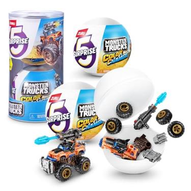 Imagem de 5 Surprise Monster Trucks Série 3 Mudança de cor (pacote com 2) da ZURU Brinquedos de ação colecionáveis de batalha de corrida surpresa armas de fogo para meninos