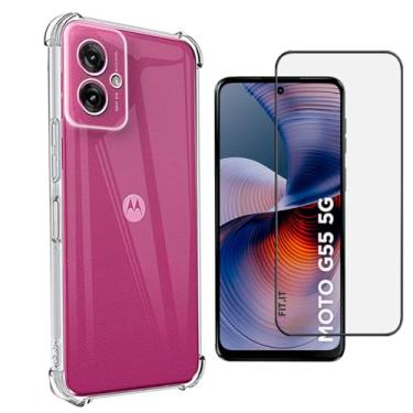 Imagem de Kit Capa Anti Impacto e Película Protetora 5D Ceramica para Motorola G35 G55 (Motorola G55)