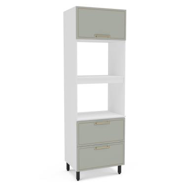 Imagem de Paneleiro Torre Quente 2 Portas 1 Gaveta Amara Politorno Moveis - Branco/Verde