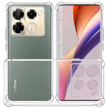Imagem de USTIYA Capa para Infinix Note 40 Pro 4G/5G TPU transparente quatro cantos capa de proteção de grau militar transparente macia
