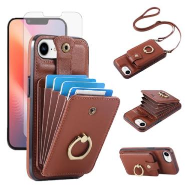 Imagem de Capa de celular para iPhone 16e/SE 2025/SE 4 carteira com protetor de tela, alça transversal, anel com suporte RFID para cartão de crédito i Phone16e i16e 16 e SE4 4ª geração 16eCase mulheres meninas