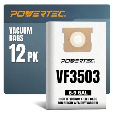 Imagem de POWERTEC Compre sacos de vácuo 12PK para Ridgid VF3503 40153 sacos de filtro tamanho B, 6-9 galões loja sacos de substituição a vácuo para Ridgid HD9000 / Workshop WS32090F2 (75016-P6)