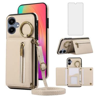 Imagem de Asuwish Capa carteira compatível com Samsung Galaxy A06 5G com protetor de tela de vidro temperado e alça de ombro transversal com fivela e suporte de cartão para celular para Ao6 A 06 4G LTE mulheres