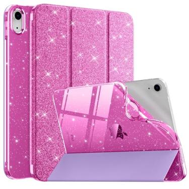 Imagem de MoKo Capa para iPad (A16) 11ª geração 2025/10ª geração 2022, capa brilhante para iPad 11/10 polegadas, capa fina com glitter e revestimento traseiro de TPU transparente, suporte Touch ID, roxo