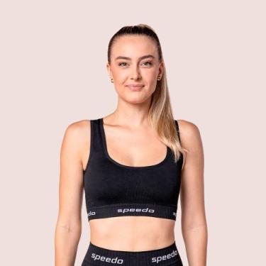Imagem de Top Feminino Speedo Canelado Ideal Para Exercícios, Preto, M