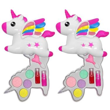 Imagem de 2 Kits Maquiagem Infantil Unicórnio Sombra Batom Aplicador