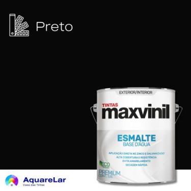 Imagem de Esmalte Base Água Maxvinil Brilhante, PRETO, 3,6L