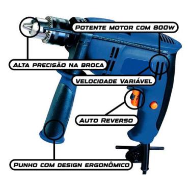 Imagem de Furadeira Parafusadeira Impacto 13mm 800w 28 Peças 220v - Nakasaki, 22