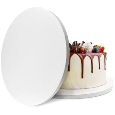 Imagem de Tambor de bolo branco redondo de 30,5 cm - Tábua de bolo branca grossa de 30,5 cm redonda com superfície lisa e à prova de dobras, resistente a gordura e água - adequada para assar caseiros e bolos de