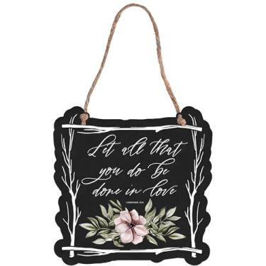 Imagem de Dicksons All You Do Done In Love 1 Corinthians 16:14 Folha preta e branca decorativa para pendurar arte de parede 30 x 30 cm