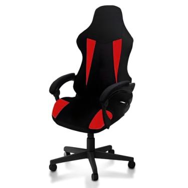 Imagem de Capas elásticas para cadeira de jogos, capa protetora universal lavável para cadeira gamer giratória, antiderrapante, antiarranhões e fácil de instalar (preto-vermelho, estilo 1)