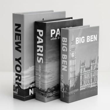 Imagem de Kit 3 Caixas Livro Decorativo Porta Objetos Decoração Casa Sala Multiuso Jogo de Livros Decorativos (New York)