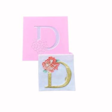 Imagem de MA11 marcador acrílico letra D florido confeitaria biscuit - confeitar