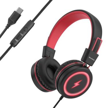 Imagem de Fones de ouvido Bywulanda Kids com luzes LED e microfone, limitador de