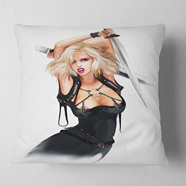 Imagem de Designart Women with Words Retrato Digital Art Throw sala de estar, sofá, enchimento de almofada + capa de almofada impressa em ambos os lados 40,64 cm x 40,64 cm