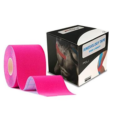 Imagem de Fita tereputica Kinesiology Physio para recuperação de esportes atléticos alívio da dor forte adesão à prova d'água algodão original sem cortes 5 cm x 42 cm (rosa)
