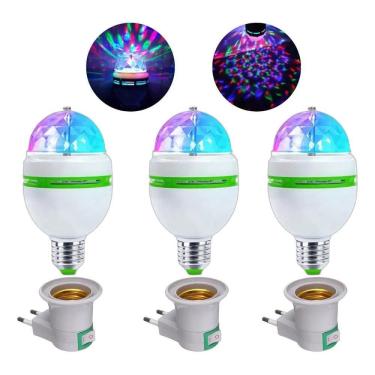 Imagem de 2X Kit 3 Lampada Led Giratoria Led Dj Strobo Festas Eventos