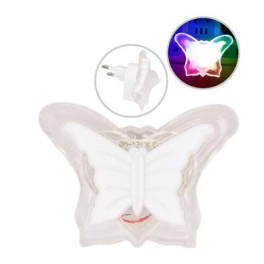 Imagem de Abajur Luminária Colorida Borboleta Luz Noturna com Interruptor Led - 