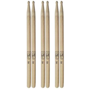 Imagem de Kit com 3 Pares de Baquetas para Bateria Hickory 5A New York - NY Perc