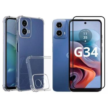 Imagem de Kit Capa Anti-Impacto + Película 3D Para Motorola Moto G34