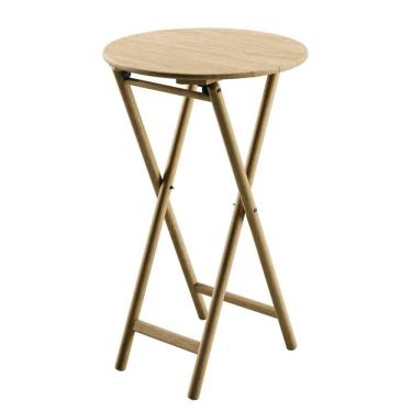 Imagem de Mesa Dobrável Redonda Alta Tramontina Bossa 60x96 cm em Madeira Tauari Natural