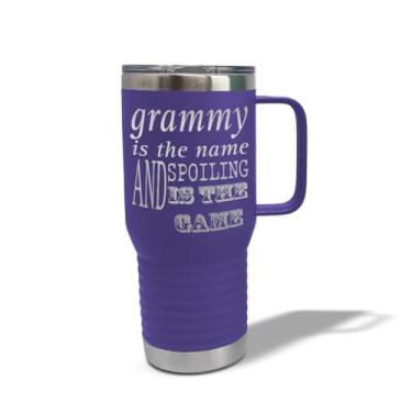 Imagem de Style In Print Copo de café de aço inoxidável com tampa e canudo Grammy The Name Spoiling The Game B Family & Friends Mom Isolado Canecas de viagem com gravação roxa 590 ml, ETMUG_KMOM019_PP20