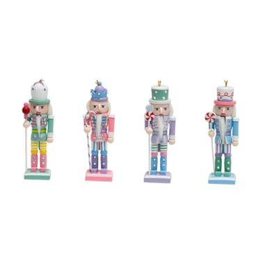 Imagem de KiBcsLic 4x Enfeites de Natal Quebra-Nozes Pendurados Artesanato Decoração de Árvore de Natal Bonecos Quebra-Nozes de Madeira para Mesa Escritório Prateleira