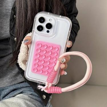 Imagem de MVVKKY Capa protetora para iPhone X com ventosa e cordão, transparente e à prova de choque (para iPhone X/com cordão)