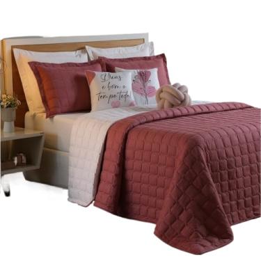 Imagem de Kit Cobre Leito PeçAs - Conjunto De Cama Dupla Face Original - Completo Com Edredom E Fronhas(Rose/Cinza)