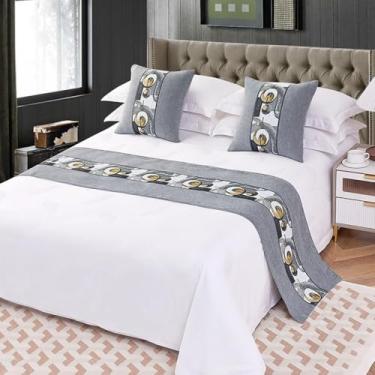 Imagem de Cachecol de corredor de cama de hotel, colcha de luxo de alta qualidade, decorativa, macia, sem desbotamento, proteção para quarto, cama, cauda, toalha de cama de qualidade para os pés da cama-cinza||