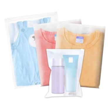 Imagem de Gcrdplat Sacos de armazenamento de viagem, organizador de bolsas de viagem de 3 tamanhos, bolsa de armazenamento de plástico com zíper fosco resselável para roupas, toalhas, artigos de higiene pessoal