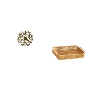 Imagem de Fenteer Escultura de Cesta de Parede de Ferro Forjado Rústico, Placa Suspensa 3D para Escritório, Sala de Estar, Mesa, Frutas, Lanche, Prato de Pão, Decoração