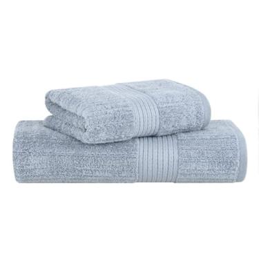 Imagem de Toalha de Banho e Rosto Buddemeyer Luxo Fio Penteado 2 Peças Premium Alta Absorção Cor:Azul 1284