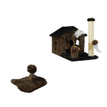 Imagem de Kit Arranhador Gato Casa sem Rede e Mola Maluca  - Miupet , PRETO / CA