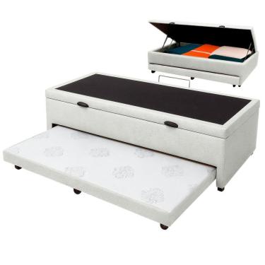 Imagem de Bicama Com Baú Solteiro Viena Nature Branco 88x188