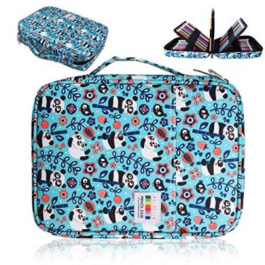 Imagem de AYVANBER Estojo de lápis de cor com 220 compartimentos para canetas de gel à prova d'água, bolsa organizadora portátil para pintura artística, caixa de armazenamento prática para canetas de aquarela ou marcadores e artigos de papelaria (Panda)