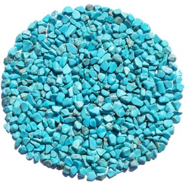 Imagem de QYGL Pedra de cristal - 400 g de lascas de cristal turquesa howlita a granel, pedras preciosas decorativas para cascalho de aquário de peixes, enchimento de vasos, artesanato DIY, vasos de plantas e